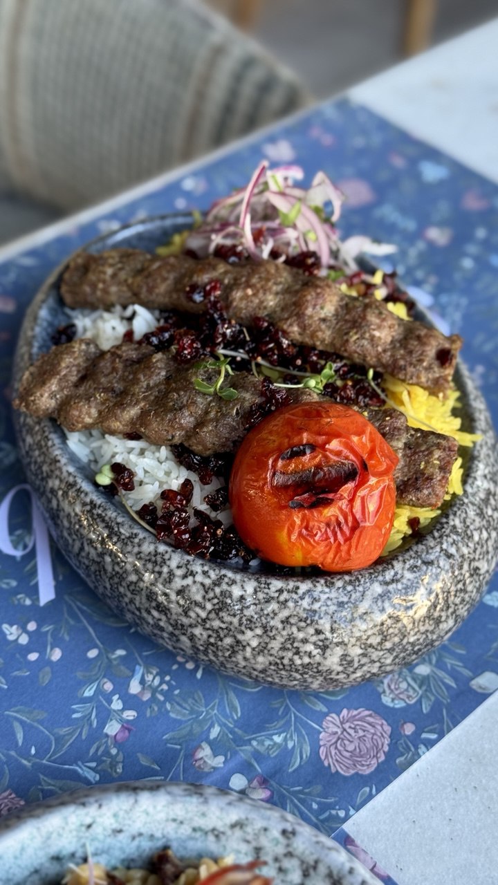 kebab with saffron rice and zereshk