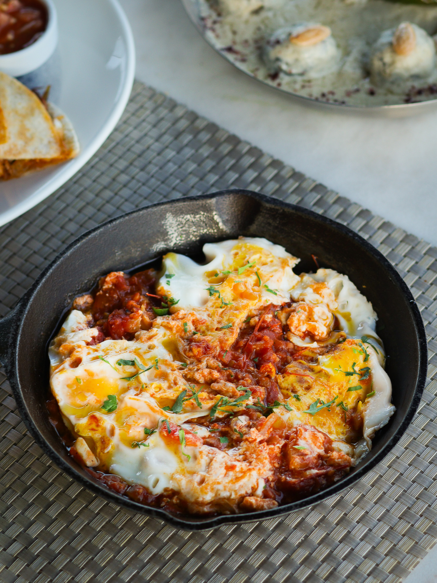 shaksaouka tray with eggs seneya